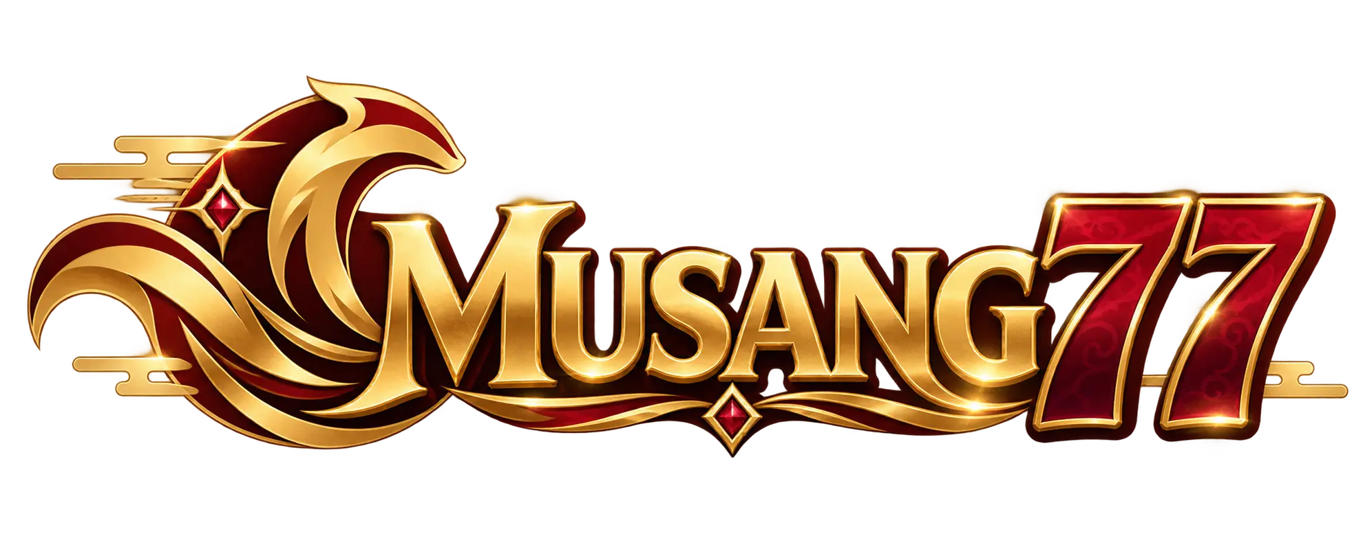 Logo MUSANG77 emas dan maroon